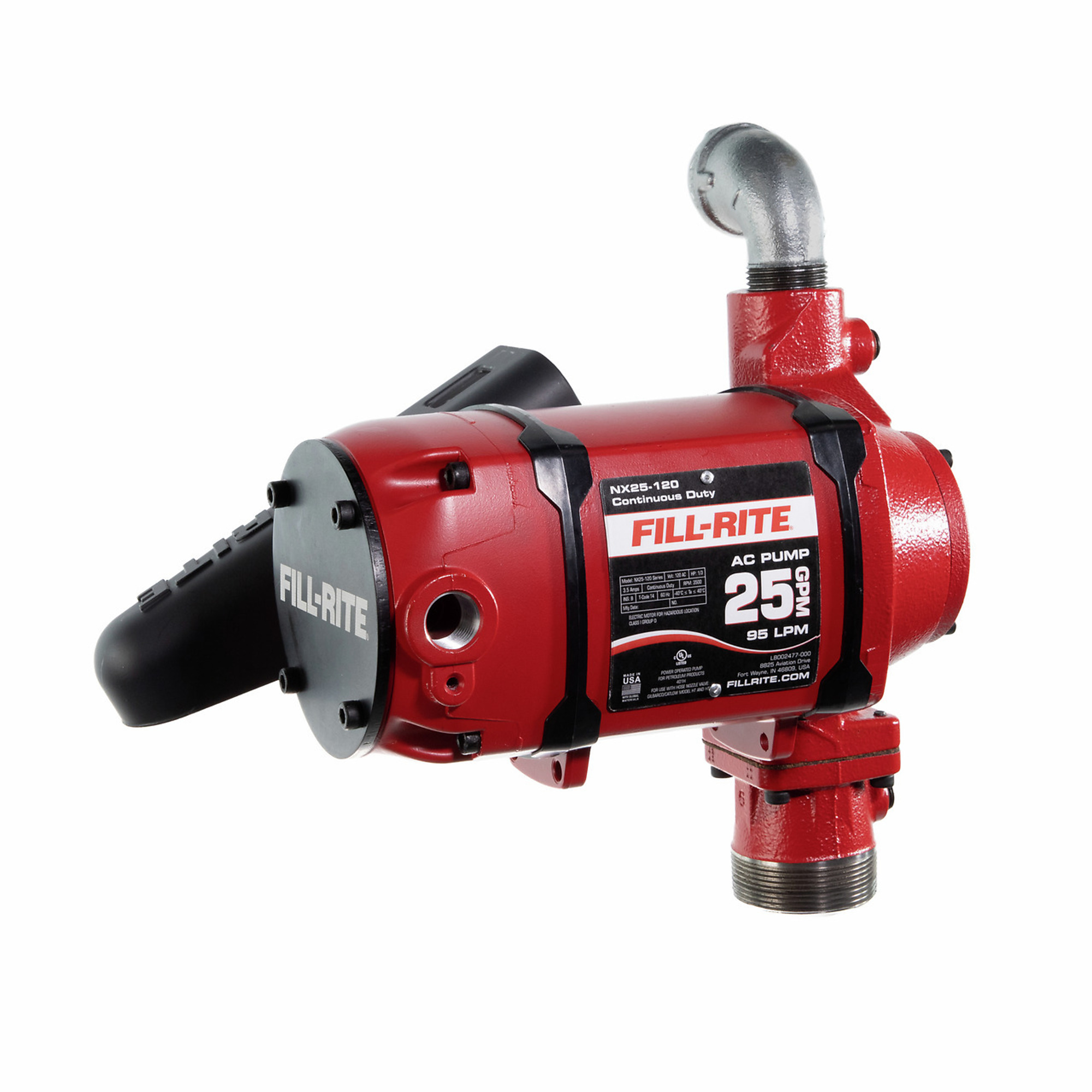 Fill-Rite NX25 Fuel Transfer Pump, 25 GPM, 120V AC, Auto Nozzle, Model# NX25-120NB-PX